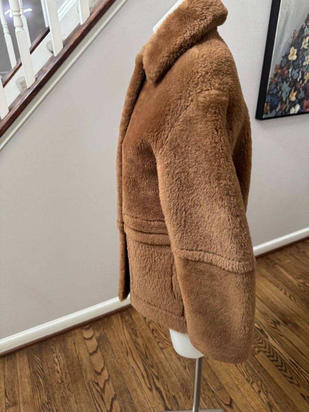VINCE Reversible Shearling Jacket Coat Camel Leather Size XXS - Picture 4 of 5